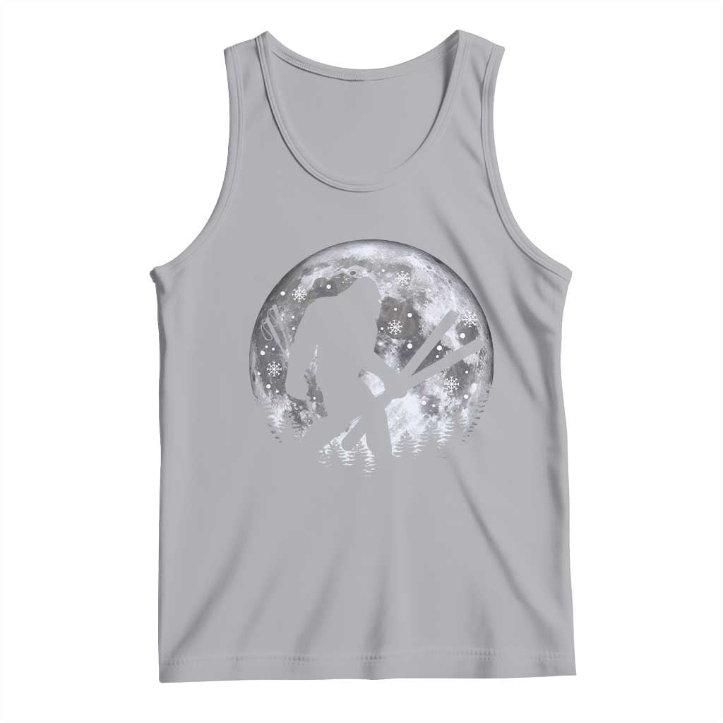 Funny Skiing Bigfoot Ski Winter Sport Moon Tank Top - Wonder Print Shop