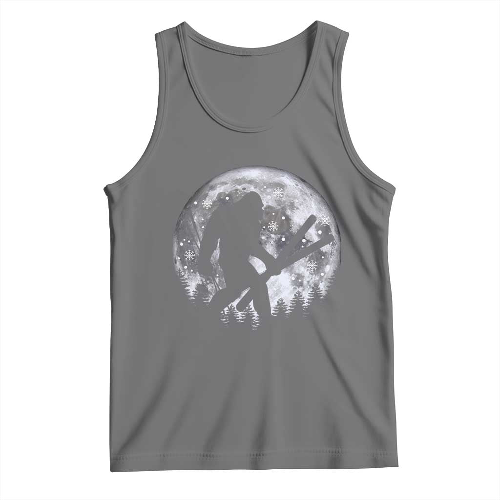 Funny Skiing Bigfoot Ski Winter Sport Moon Tank Top - Wonder Print Shop