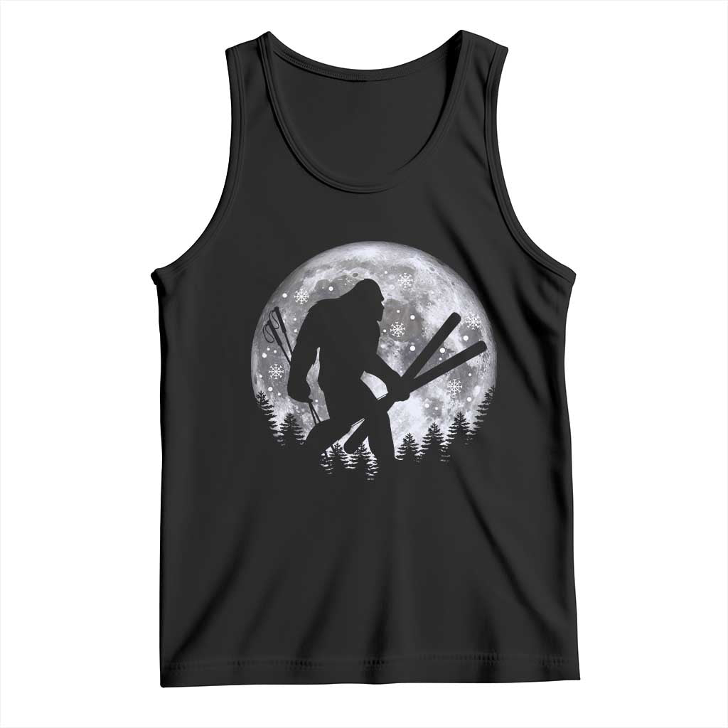 Funny Skiing Bigfoot Ski Winter Sport Moon Tank Top - Wonder Print Shop