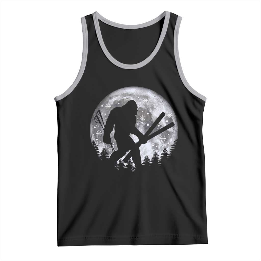 Funny Skiing Bigfoot Ski Winter Sport Moon Tank Top - Wonder Print Shop