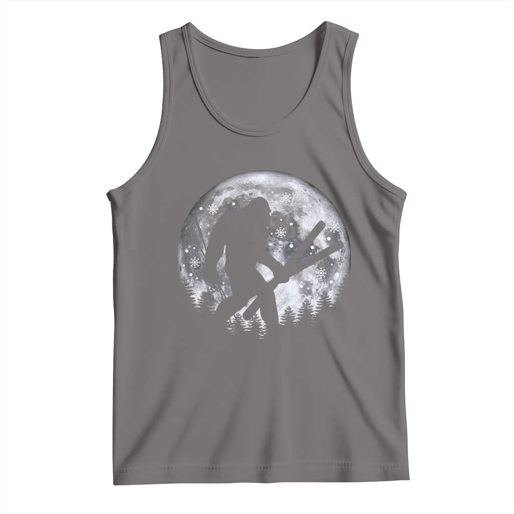 Funny Skiing Bigfoot Ski Winter Sport Moon Tank Top - Wonder Print Shop