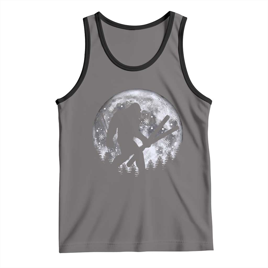 Funny Skiing Bigfoot Ski Winter Sport Moon Tank Top - Wonder Print Shop