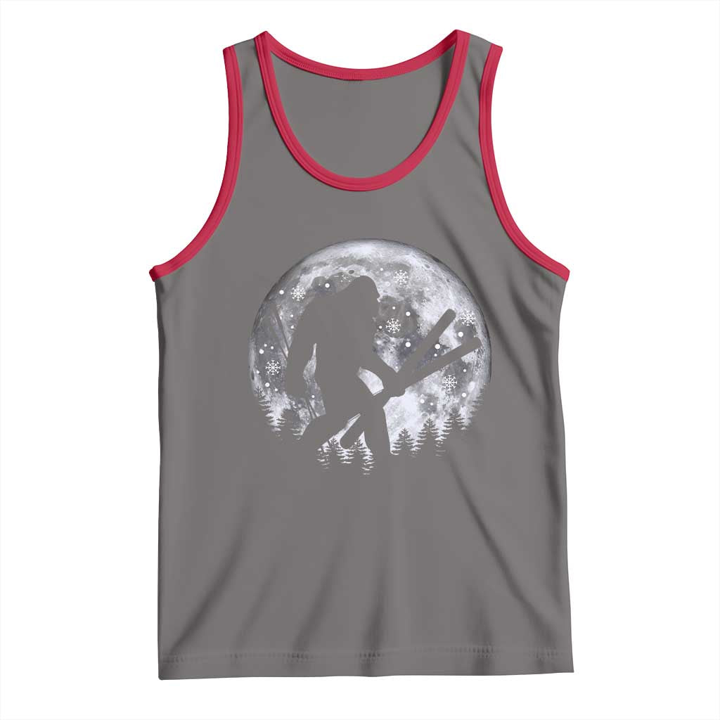 Funny Skiing Bigfoot Ski Winter Sport Moon Tank Top - Wonder Print Shop