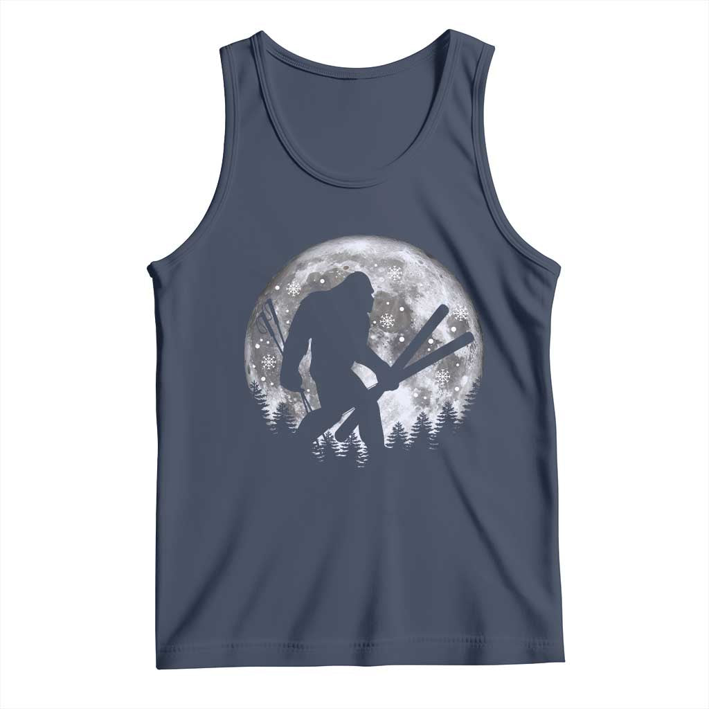 Funny Skiing Bigfoot Ski Winter Sport Moon Tank Top - Wonder Print Shop