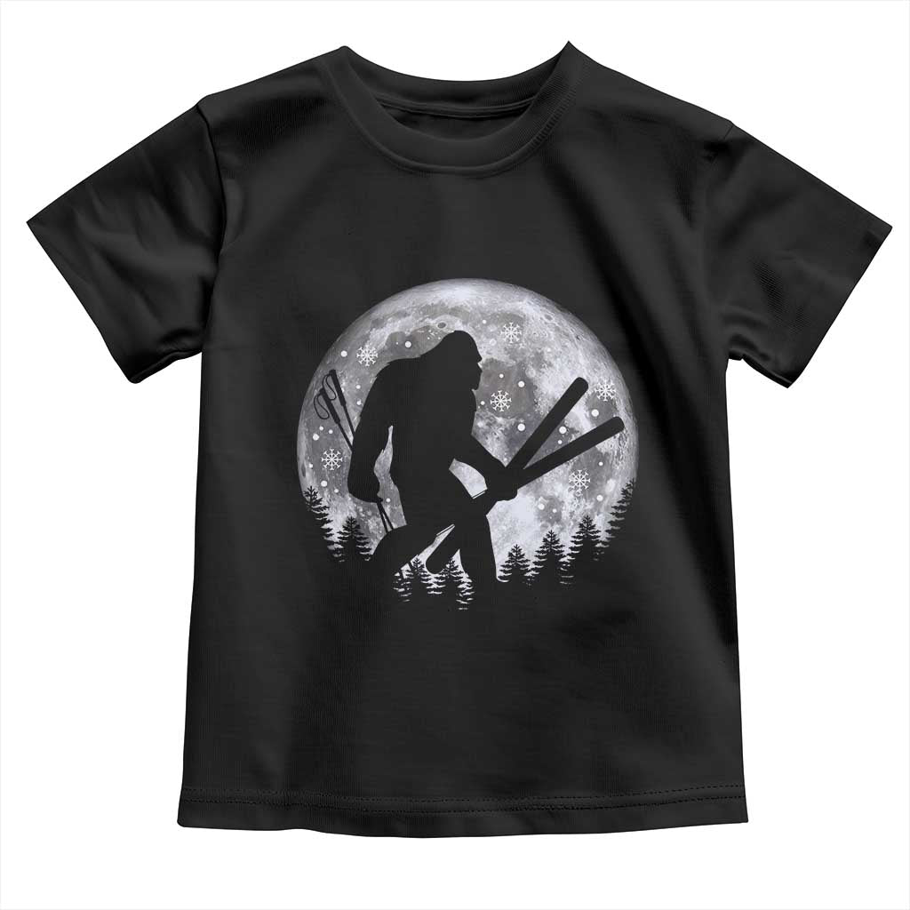 Funny Skiing Bigfoot Ski Winter Sport Moon Toddler T Shirt - Wonder Print Shop