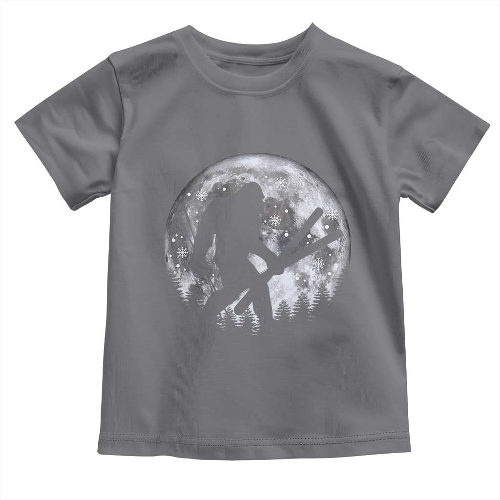 Funny Skiing Bigfoot Ski Winter Sport Moon Toddler T Shirt - Wonder Print Shop