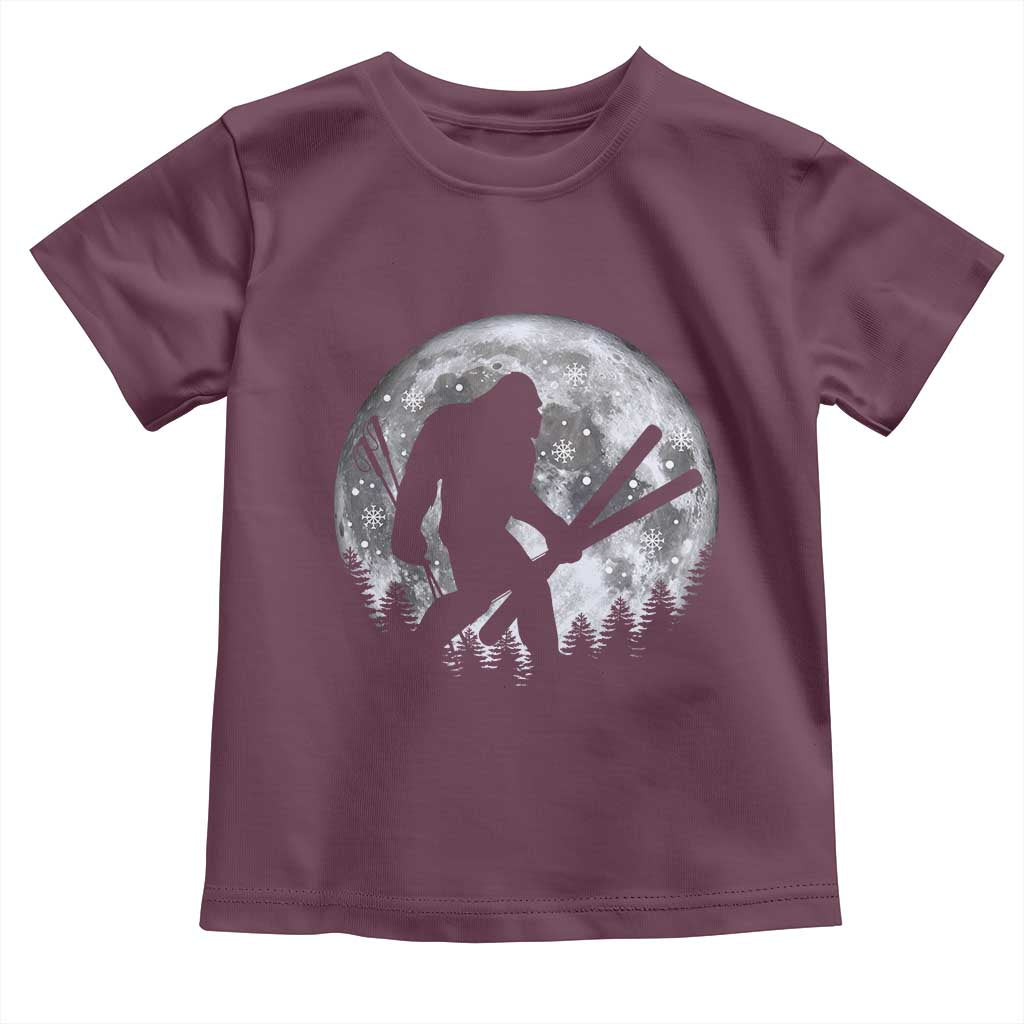 Funny Skiing Bigfoot Ski Winter Sport Moon Toddler T Shirt - Wonder Print Shop