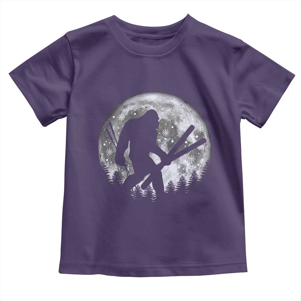Funny Skiing Bigfoot Ski Winter Sport Moon Toddler T Shirt - Wonder Print Shop