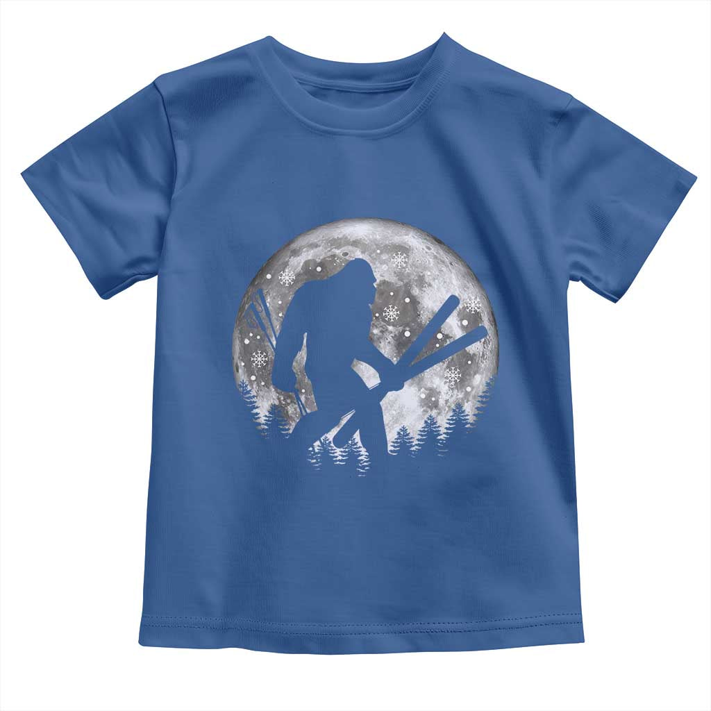 Funny Skiing Bigfoot Ski Winter Sport Moon Toddler T Shirt - Wonder Print Shop
