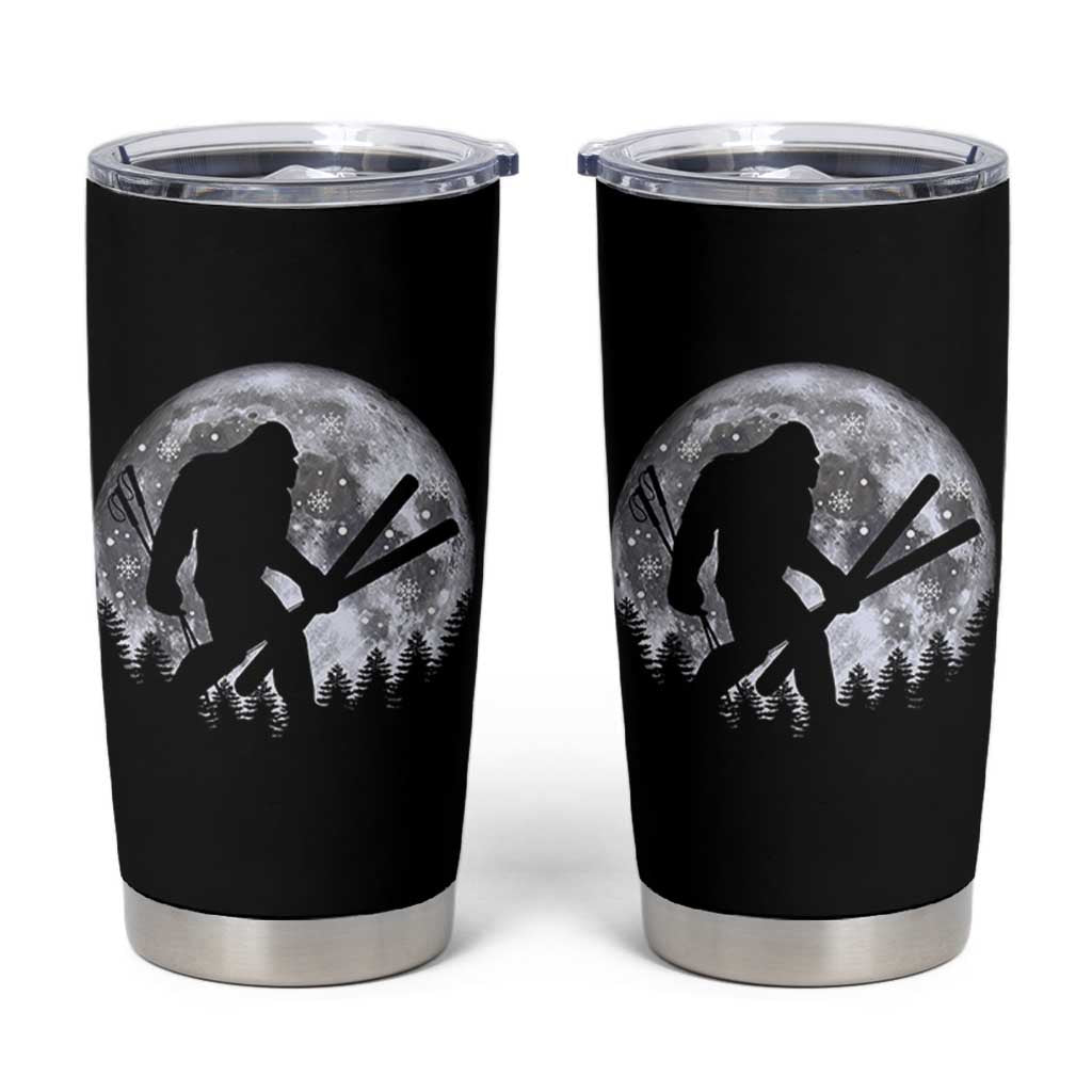 Funny Skiing Bigfoot Ski Winter Sport Moon Tumbler Cup - Wonder Print Shop