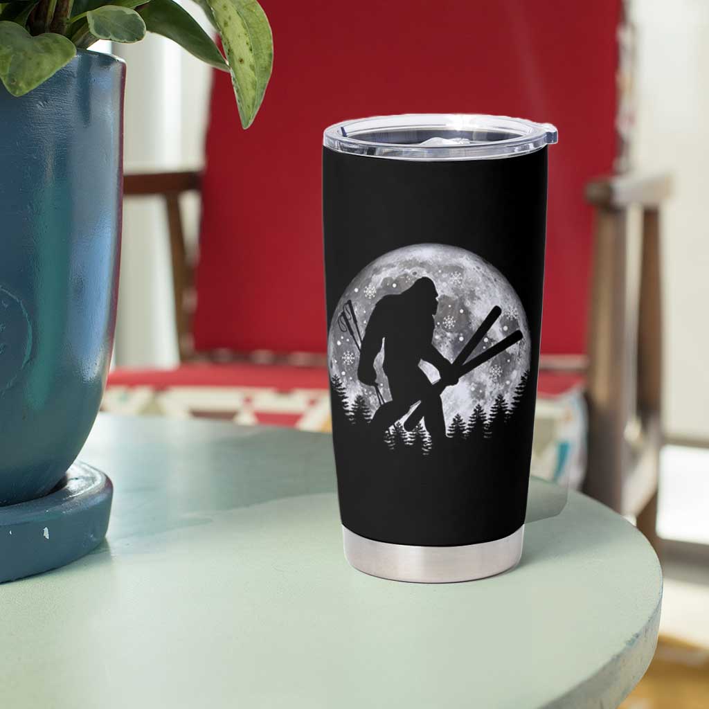 Funny Skiing Bigfoot Ski Winter Sport Moon Tumbler Cup - Wonder Print Shop