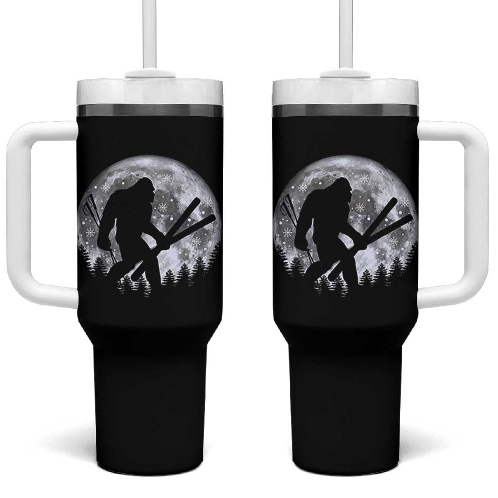 Funny Skiing Bigfoot Ski Winter Sport Moon Tumbler With Handle - Wonder Print Shop