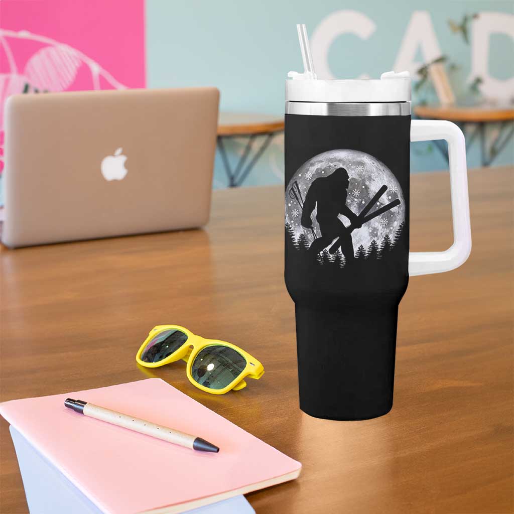 Funny Skiing Bigfoot Ski Winter Sport Moon Tumbler With Handle - Wonder Print Shop