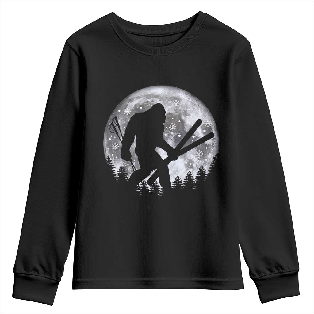 Funny Skiing Bigfoot Ski Winter Sport Moon Youth Sweatshirt - Wonder Print Shop