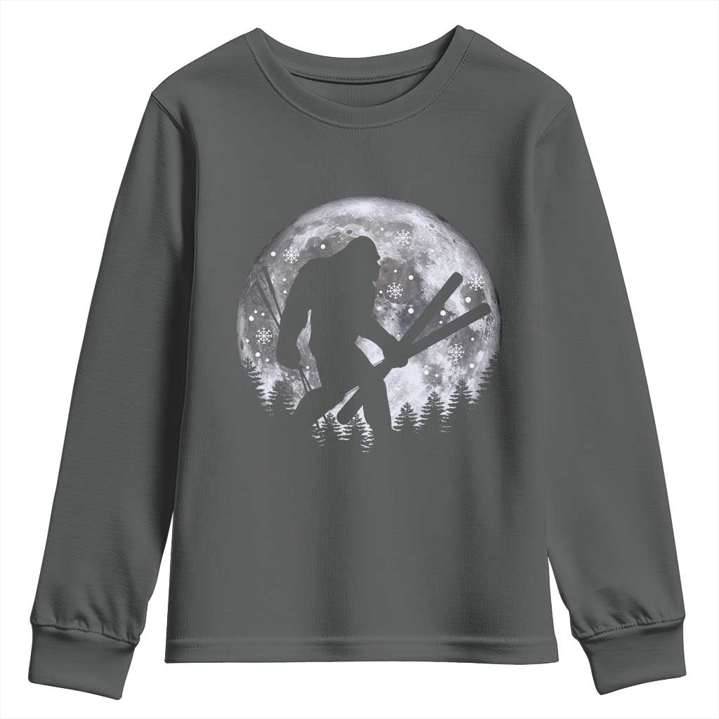 Funny Skiing Bigfoot Ski Winter Sport Moon Youth Sweatshirt - Wonder Print Shop