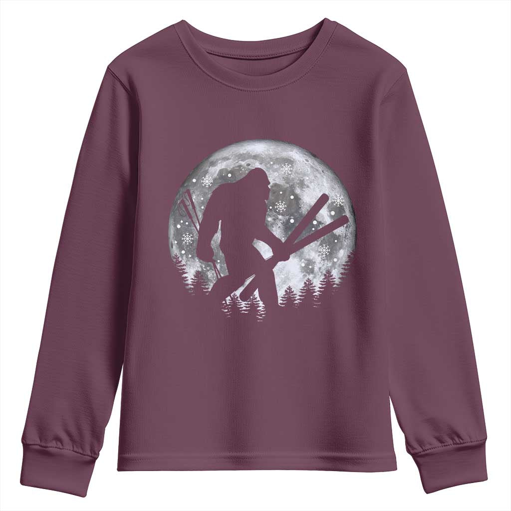 Funny Skiing Bigfoot Ski Winter Sport Moon Youth Sweatshirt - Wonder Print Shop
