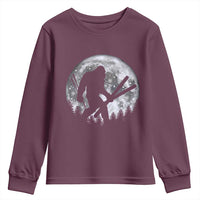Funny Skiing Bigfoot Ski Winter Sport Moon Youth Sweatshirt - Wonder Print Shop