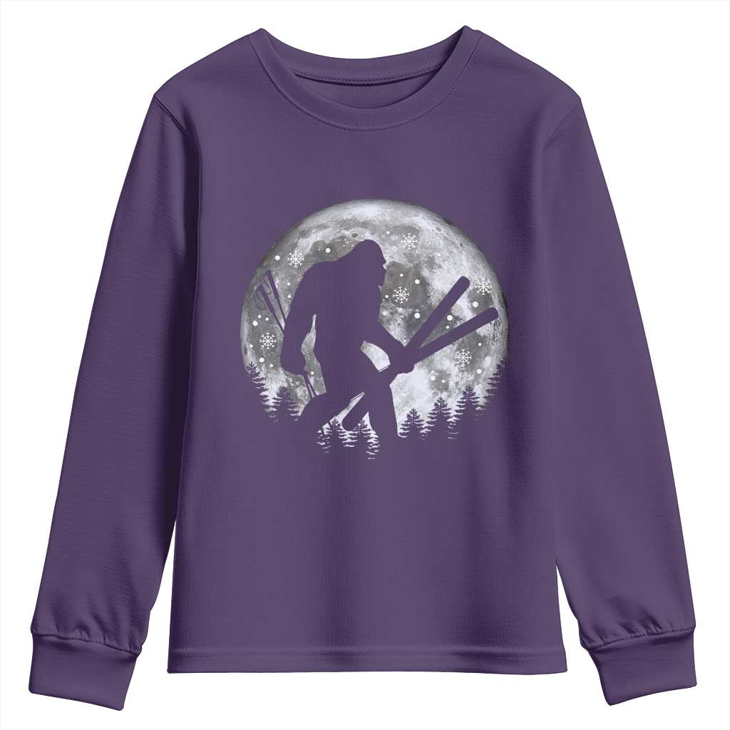 Funny Skiing Bigfoot Ski Winter Sport Moon Youth Sweatshirt - Wonder Print Shop