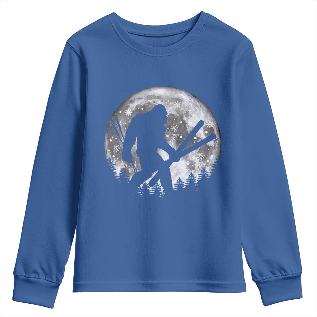 Funny Skiing Bigfoot Ski Winter Sport Moon Youth Sweatshirt - Wonder Print Shop