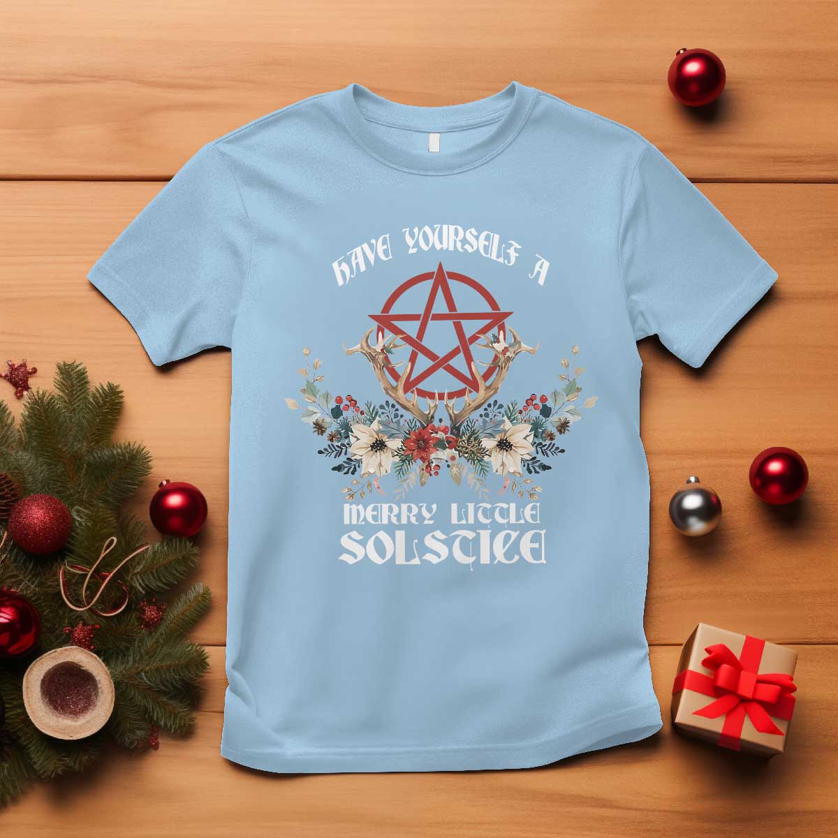 Have Yourself A Merry Little Solstice T Shirt Yule Pagan Christmas Pentagram - Wonder Print Shop
