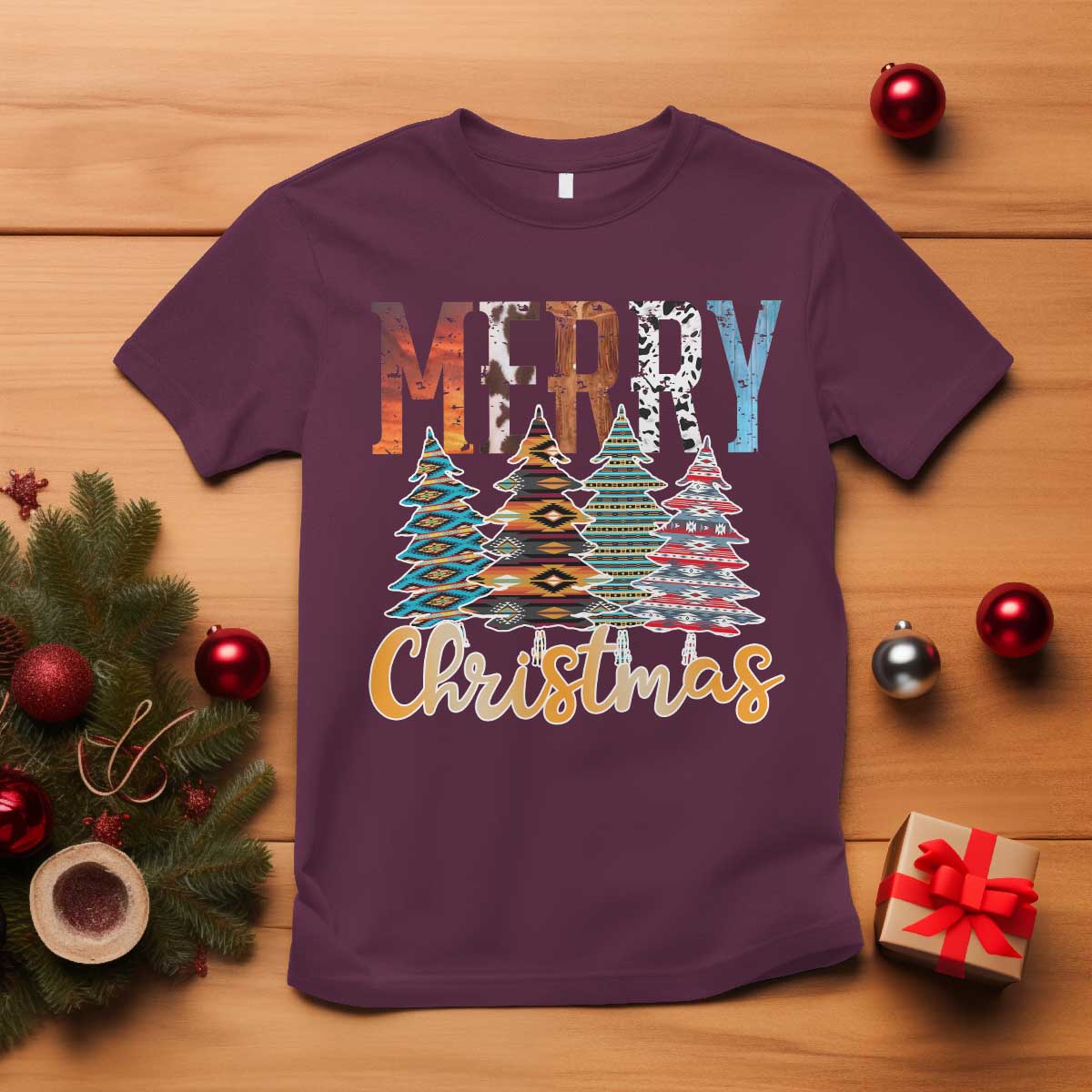 Merry Christmas Native American Xmas Tree T Shirt - Wonder Print Shop