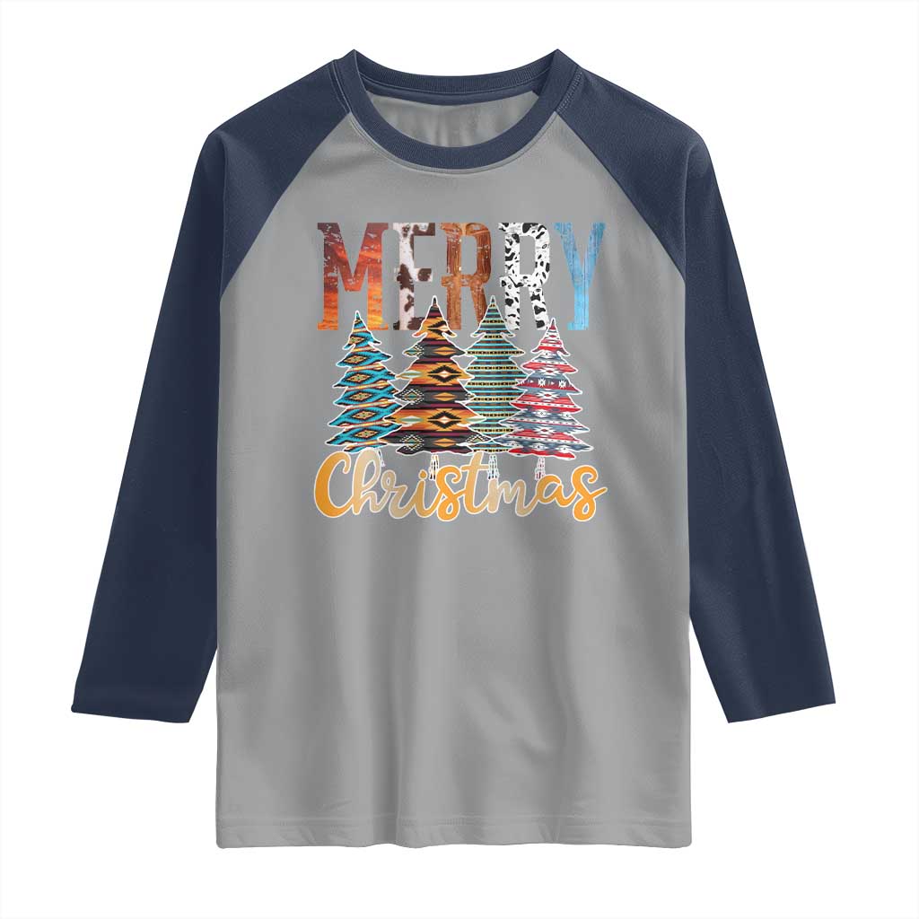 Merry Christmas Native American Xmas Tree Raglan Shirt - Wonder Print Shop