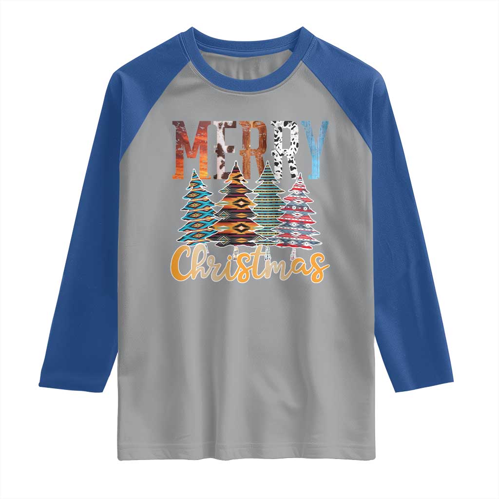 Merry Christmas Native American Xmas Tree Raglan Shirt - Wonder Print Shop