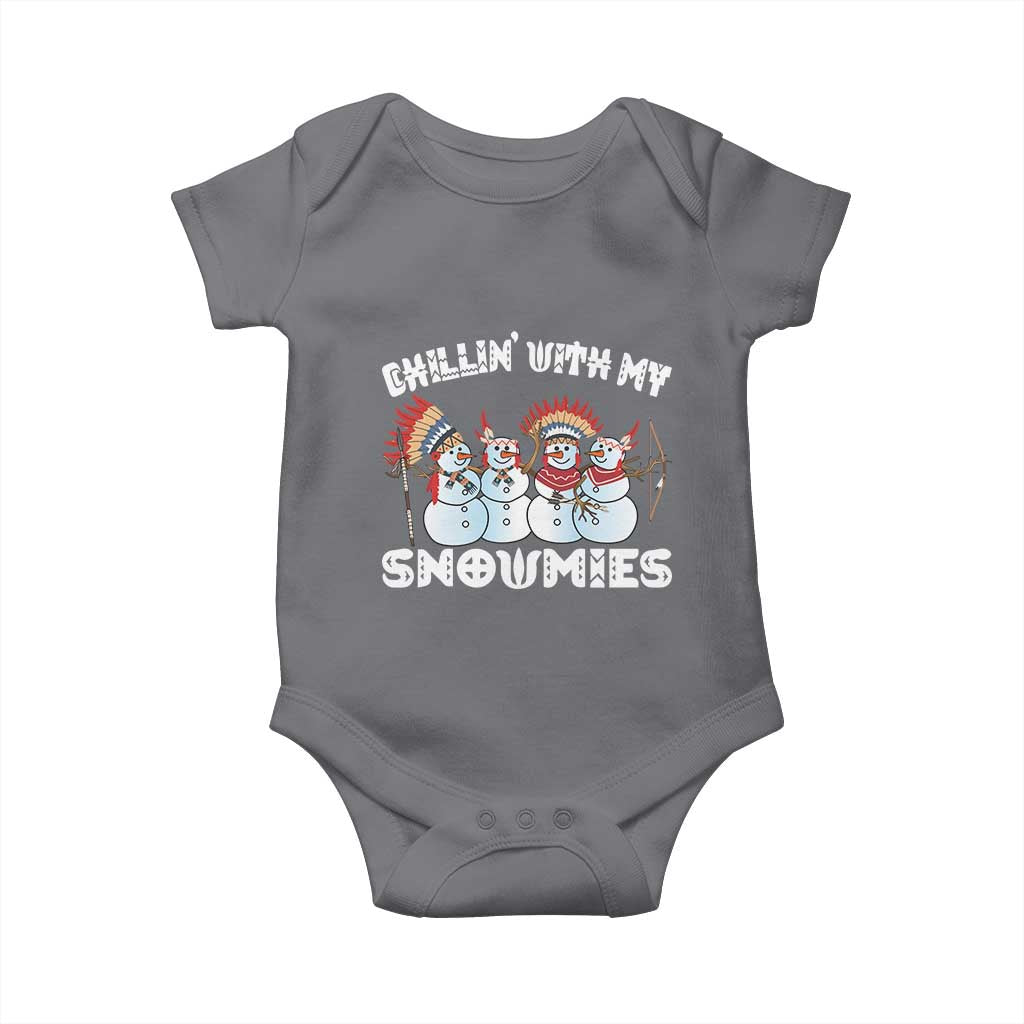 Funny Christmas Native American Baby Onesie Chillin' With My Snowmies Snowman Tribes