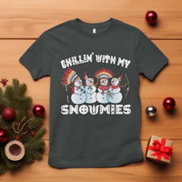 Funny Christmas Native American T Shirt Chillin' With My Snowmies Snowman Tribes - Wonder Print Shop
