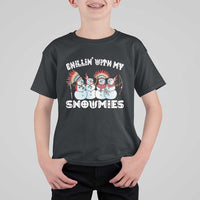 Funny Christmas Native American T Shirt For Kid Chillin' With My Snowmies Snowman Tribes - Wonder Print Shop