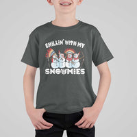 Funny Christmas Native American T Shirt For Kid Chillin' With My Snowmies Snowman Tribes - Wonder Print Shop