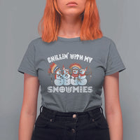 Funny Christmas Native American T Shirt For Women Chillin' With My Snowmies Snowman Tribes - Wonder Print Shop
