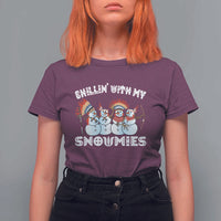Funny Christmas Native American T Shirt For Women Chillin' With My Snowmies Snowman Tribes - Wonder Print Shop