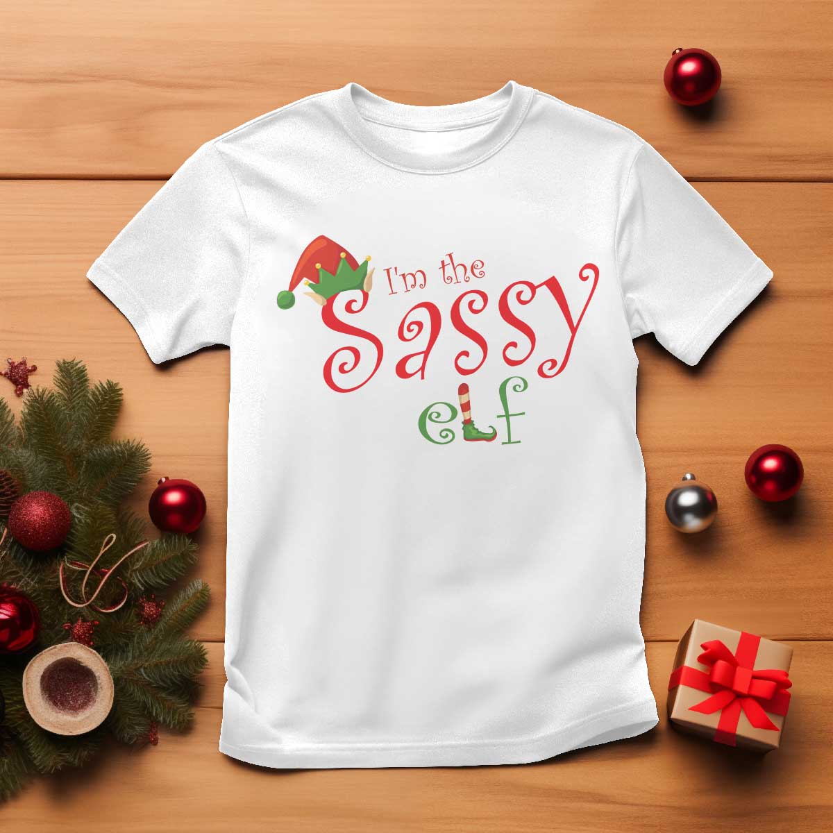 Funny Christmas Elf T Shirt I'm The Sassy Elf Family Matching - Wonder Print Shop