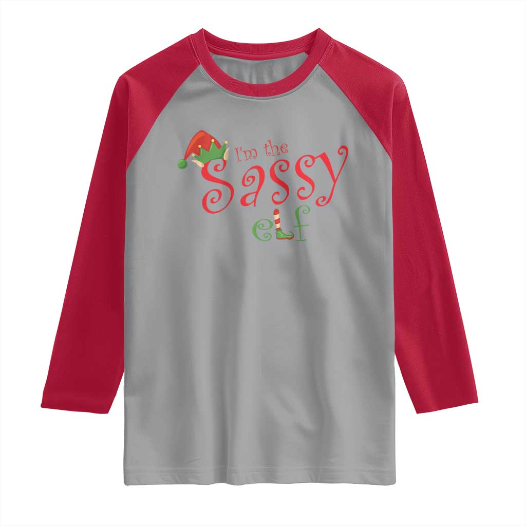 Funny Christmas Elf Raglan Shirt I'm The Sassy Elf Family Matching - Wonder Print Shop