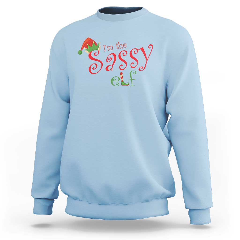 Funny Christmas Elf Sweatshirt I'm The Sassy Elf Family Matching - Wonder Print Shop