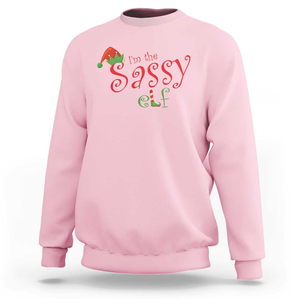 Funny Christmas Elf Sweatshirt I'm The Sassy Elf Family Matching - Wonder Print Shop