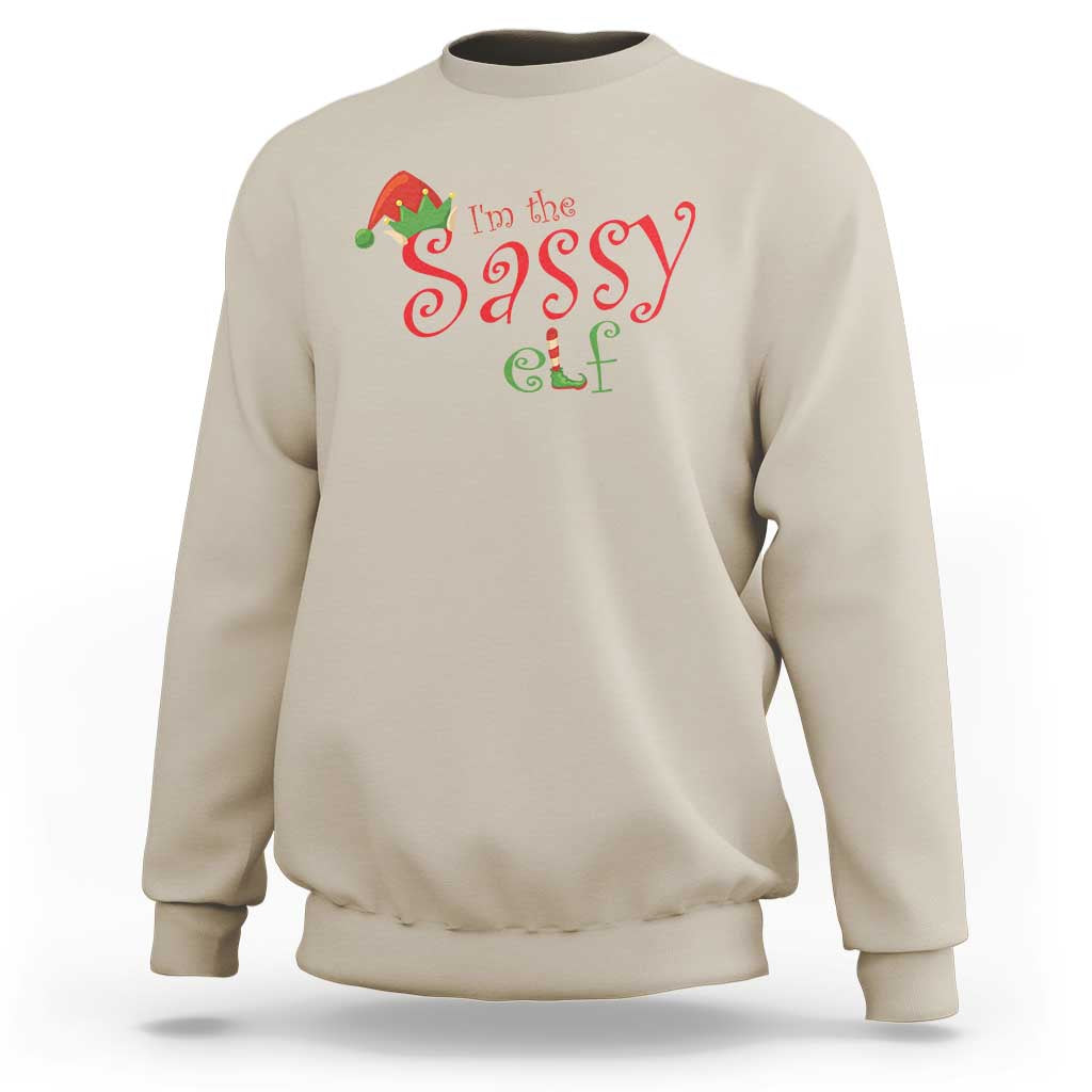 Funny Christmas Elf Sweatshirt I'm The Sassy Elf Family Matching - Wonder Print Shop
