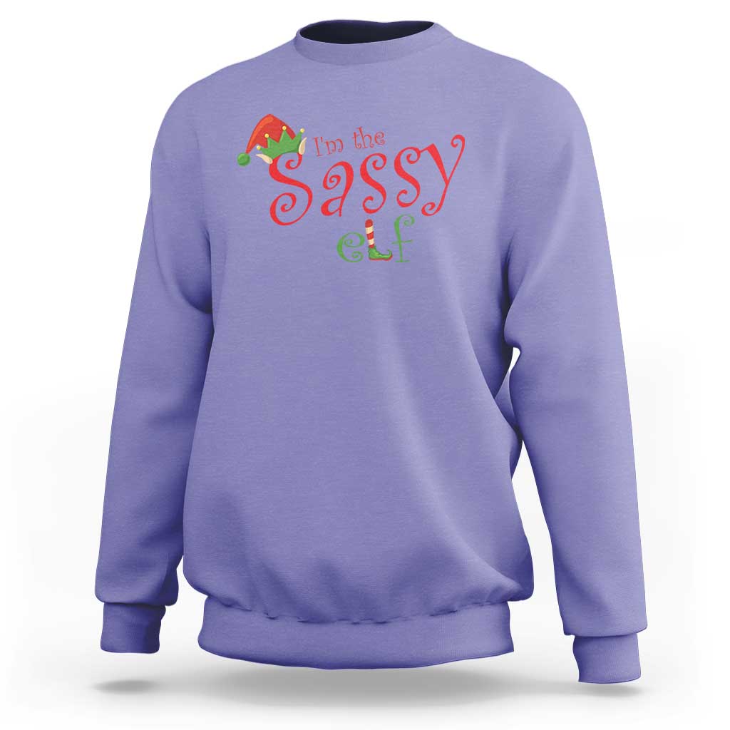 Funny Christmas Elf Sweatshirt I'm The Sassy Elf Family Matching - Wonder Print Shop