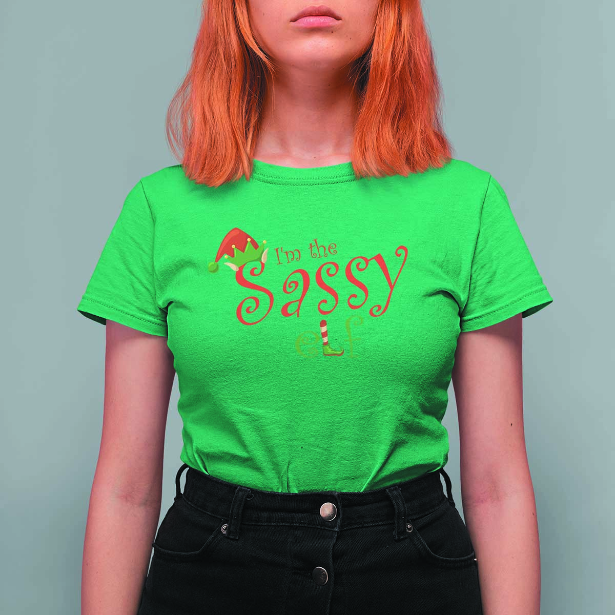 Funny Christmas Elf T Shirt For Women I'm The Sassy Elf Family Matching - Wonder Print Shop