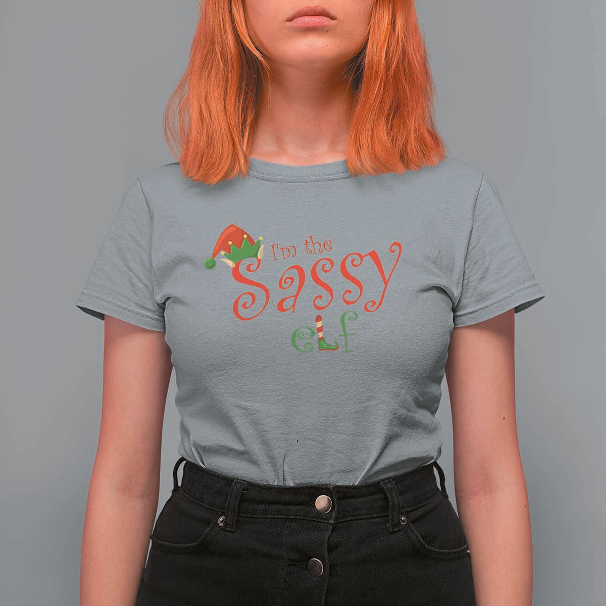 Funny Christmas Elf T Shirt For Women I'm The Sassy Elf Family Matching - Wonder Print Shop