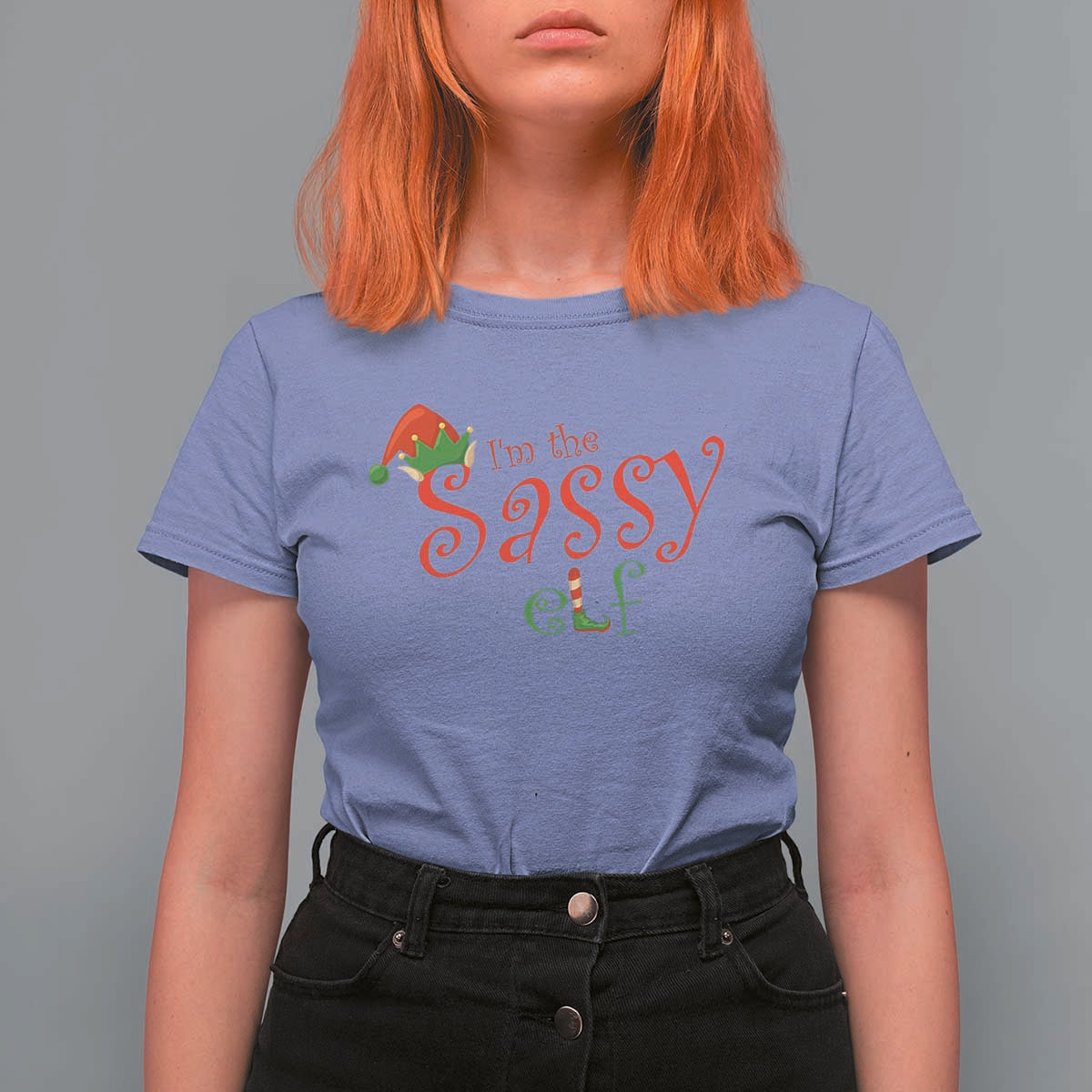 Funny Christmas Elf T Shirt For Women I'm The Sassy Elf Family Matching - Wonder Print Shop