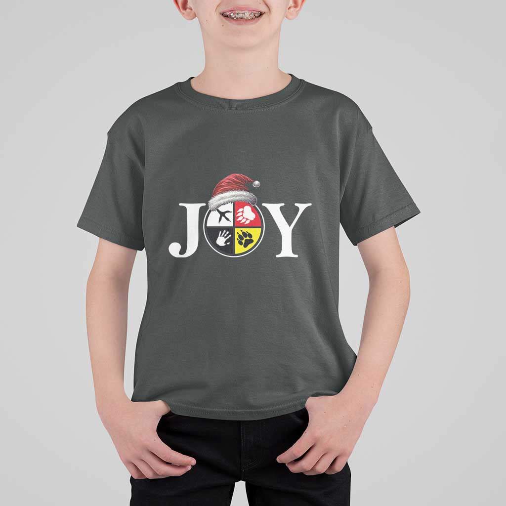 Christmas Native American Joy Medicine Wheel Santa Hat T Shirt For Kid - Wonder Print Shop
