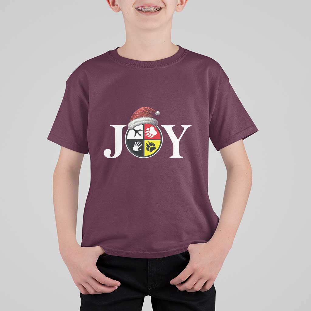 Christmas Native American Joy Medicine Wheel Santa Hat T Shirt For Kid - Wonder Print Shop
