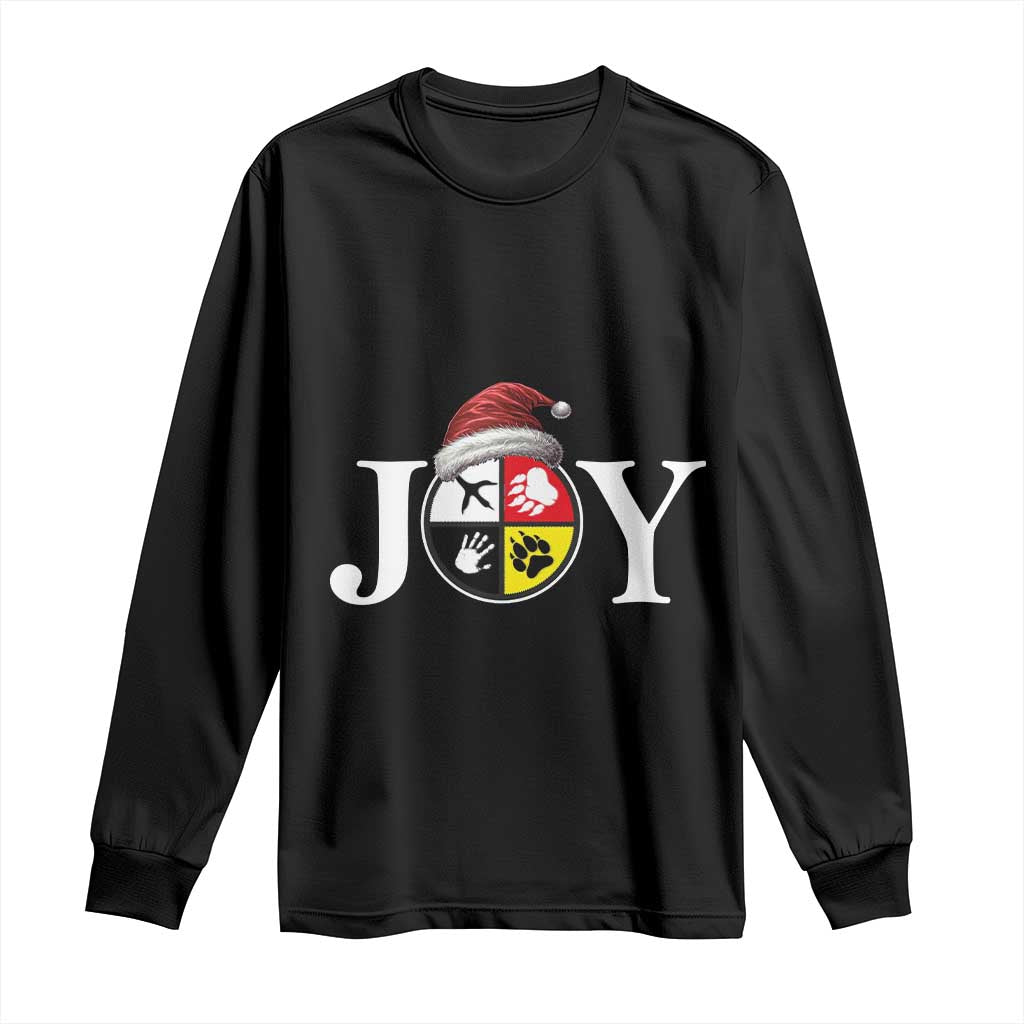 Christmas Native American Joy Medicine Wheel Santa Hat Long Sleeve Shirt