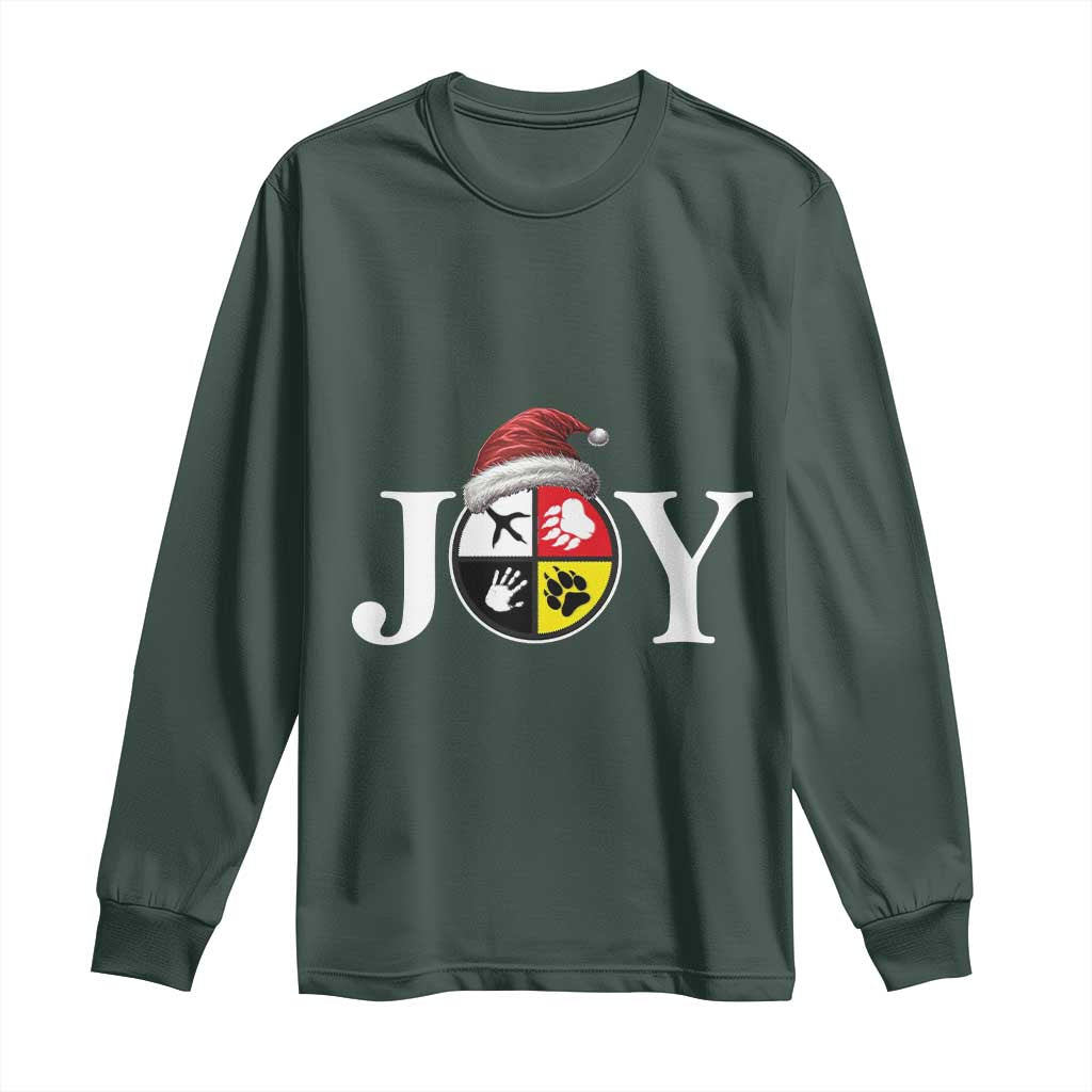 Christmas Native American Joy Medicine Wheel Santa Hat Long Sleeve Shirt