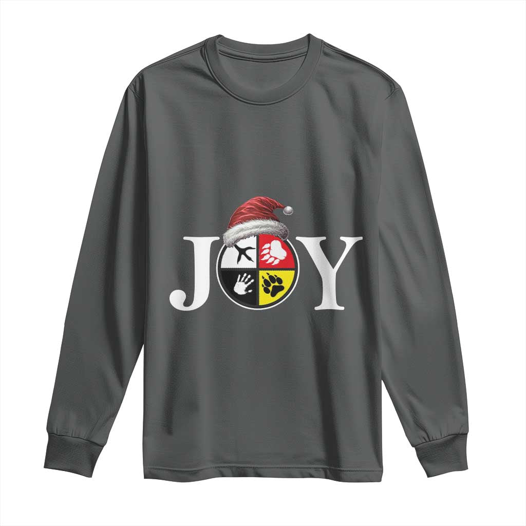Christmas Native American Joy Medicine Wheel Santa Hat Long Sleeve Shirt