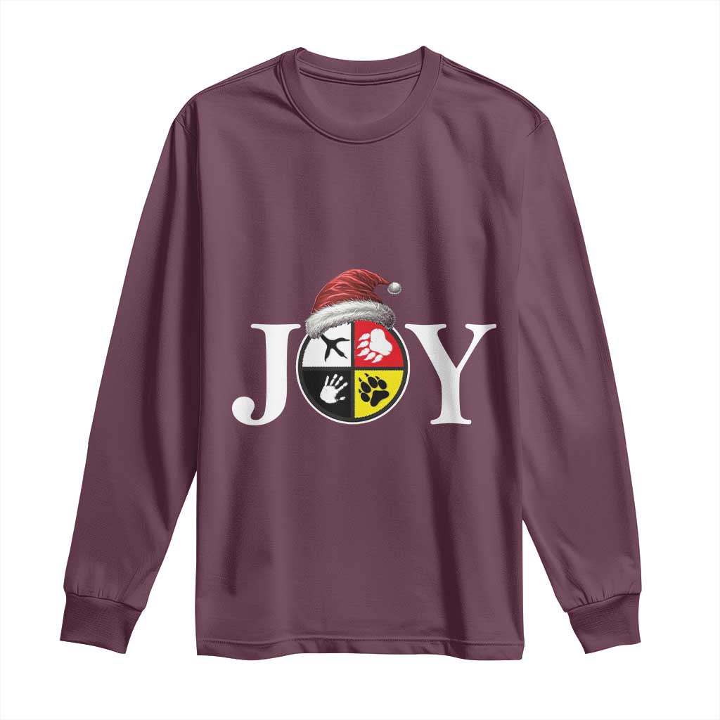 Christmas Native American Joy Medicine Wheel Santa Hat Long Sleeve Shirt