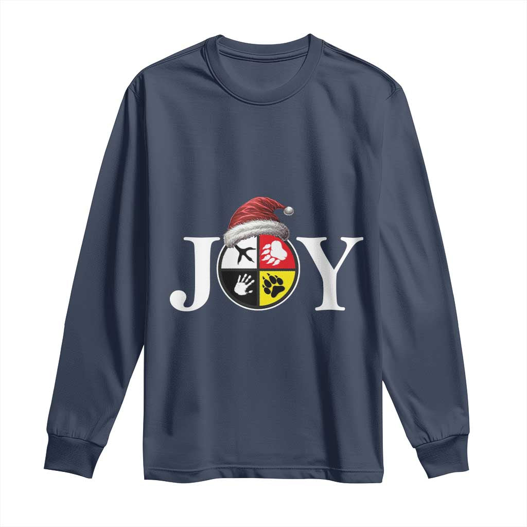 Christmas Native American Joy Medicine Wheel Santa Hat Long Sleeve Shirt