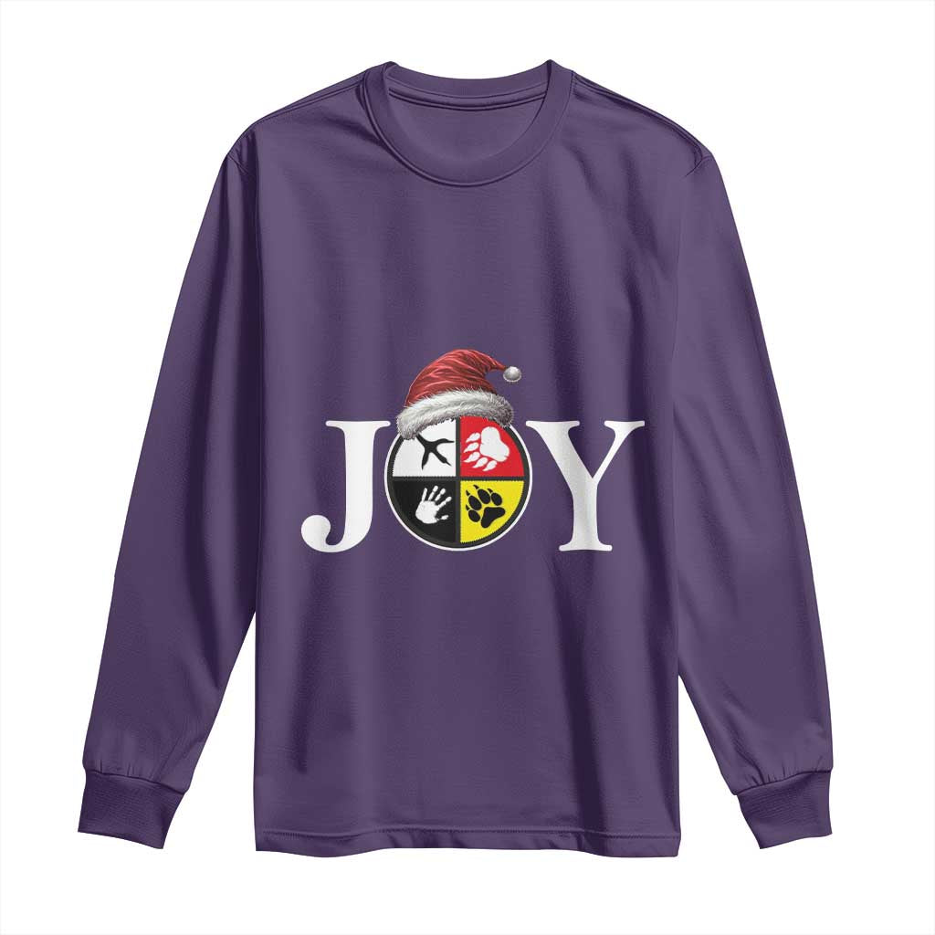 Christmas Native American Joy Medicine Wheel Santa Hat Long Sleeve Shirt